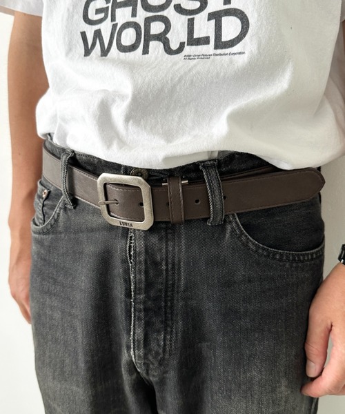 EDWIN(エドウィン)の「EDWIN/エドウィン 35mm ギャリソンベルト/スクエア/PU(ベルト・メンズ・ダークブラウン/ブラウン/ホワイト/ネイビー/ブラック・FREE)」の3枚目の写真