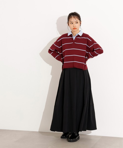 N.(N. Natural Beauty Basic)(エヌエヌナチュラルビューティーベーシック)の「シャツレイヤード風ニット(ニット/セーター・レディース・ボルドー/グレー/ネイビー・MEDIUM)」の10枚目の写真