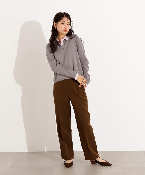 N.(N. Natural Beauty Basic)(エヌエヌナチュラルビューティーベーシック)の「シャツレイヤード風ニット(ニット/セーター・レディース・ボルドー/グレー/ネイビー・MEDIUM)」の12枚目の写真