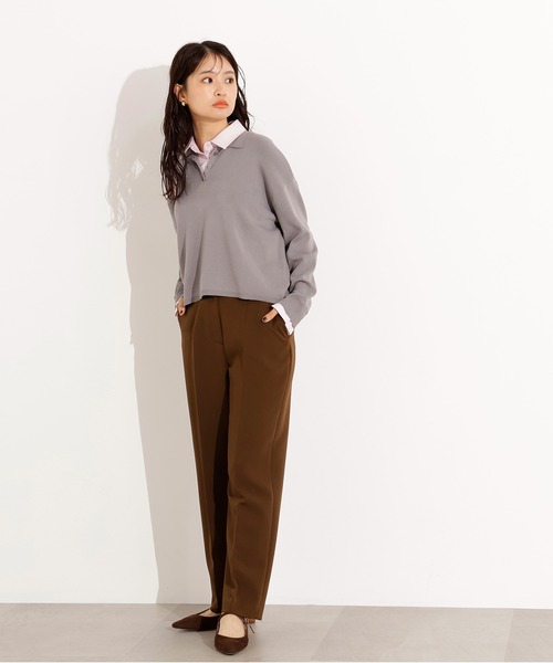 N.(N. Natural Beauty Basic)(エヌエヌナチュラルビューティーベーシック)の「シャツレイヤード風ニット(ニット/セーター・レディース・ボルドー/グレー/ネイビー・MEDIUM)」の13枚目の写真