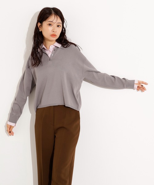 N.(N. Natural Beauty Basic)(エヌエヌナチュラルビューティーベーシック)の「シャツレイヤード風ニット(ニット/セーター・レディース・ボルドー/グレー/ネイビー・MEDIUM)」の15枚目の写真