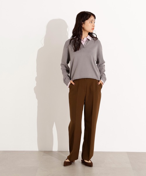 N.(N. Natural Beauty Basic)(エヌエヌナチュラルビューティーベーシック)の「シャツレイヤード風ニット(ニット/セーター・レディース・ボルドー/グレー/ネイビー・MEDIUM)」の16枚目の写真