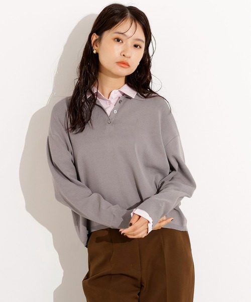 N.(N. Natural Beauty Basic)(エヌエヌナチュラルビューティーベーシック)の「シャツレイヤード風ニット(ニット/セーター・レディース・ボルドー/グレー/ネイビー・MEDIUM)」の17枚目の写真