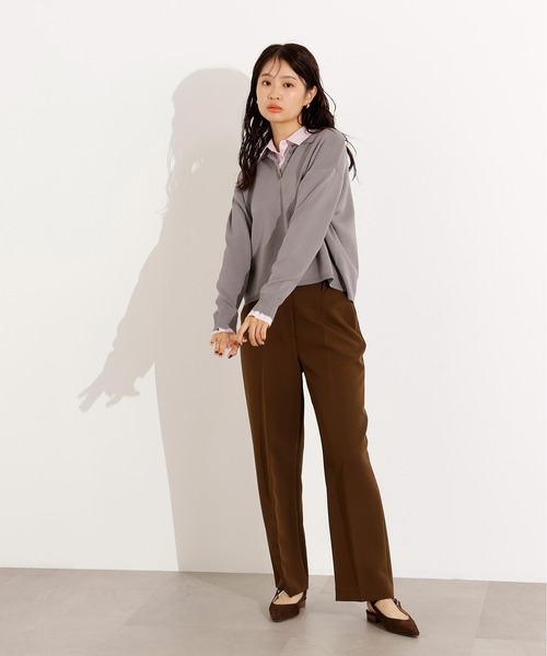 N.(N. Natural Beauty Basic)(エヌエヌナチュラルビューティーベーシック)の「シャツレイヤード風ニット(ニット/セーター・レディース・ボルドー/グレー/ネイビー・MEDIUM)」の18枚目の写真