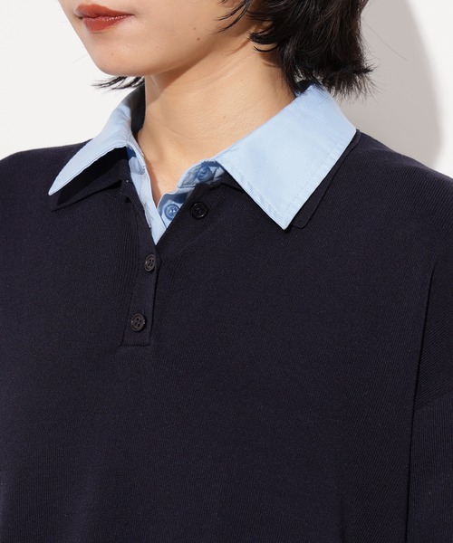 N.(N. Natural Beauty Basic)(エヌエヌナチュラルビューティーベーシック)の「シャツレイヤード風ニット(ニット/セーター・レディース・ボルドー/グレー/ネイビー・MEDIUM)」の4枚目の写真