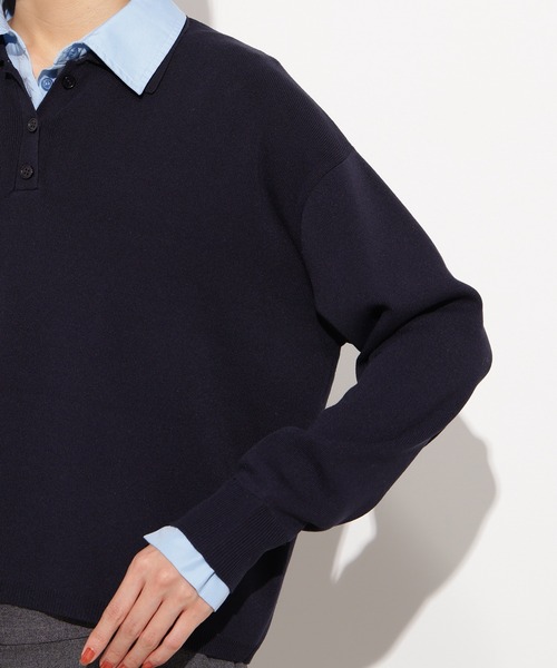 N.(N. Natural Beauty Basic)(エヌエヌナチュラルビューティーベーシック)の「シャツレイヤード風ニット(ニット/セーター・レディース・ボルドー/グレー/ネイビー・MEDIUM)」の5枚目の写真
