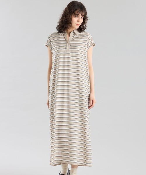 MACKINTOSH PHILOSOPHY(マッキントッシュ フィロソフィー)の「GREY LABEL マルチボーダーワンピース(ワンピース・レディース・ベージュ/オフホワイト・1/2)」の2枚目の写真