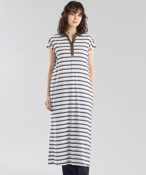 MACKINTOSH PHILOSOPHY(マッキントッシュ フィロソフィー)の「GREY LABEL マルチボーダーワンピース(ワンピース・レディース・ベージュ/オフホワイト・1/2)」の1枚目の写真