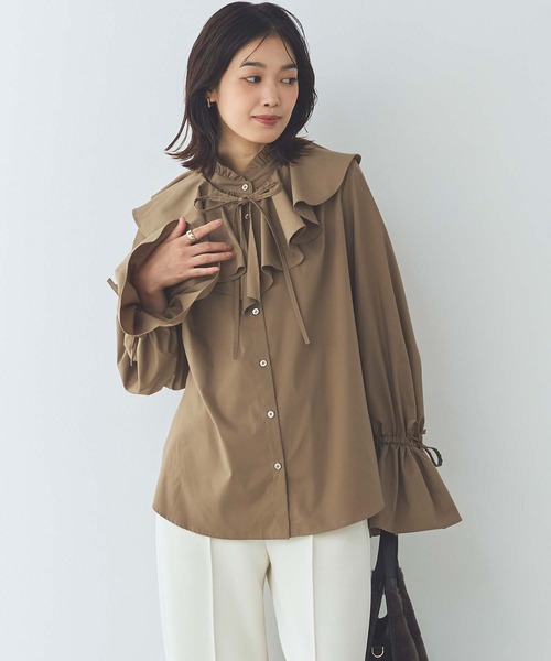 Gready Brilliant（グレディブリリアン）の「ＬＵラッフルキャンディスリーブブラウス（シャツ/ブラウス・レディース・オフホワイト/キャメル/ストライプ・38）」の21枚目の写真