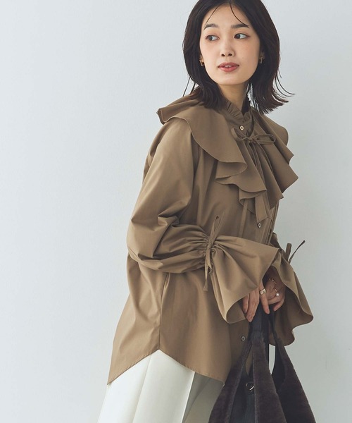 Gready Brilliant（グレディブリリアン）の「ＬＵラッフルキャンディスリーブブラウス（シャツ/ブラウス・レディース・オフホワイト/キャメル/ストライプ・38）」の22枚目の写真