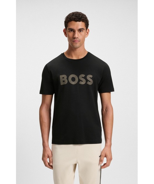 BOSS(ボス)の「ピマコットン Tシャツ グロスロゴ(Tシャツ/カットソー・メンズ・ブラック・L/M/S/XL/XXL/XS)」の1枚目の写真