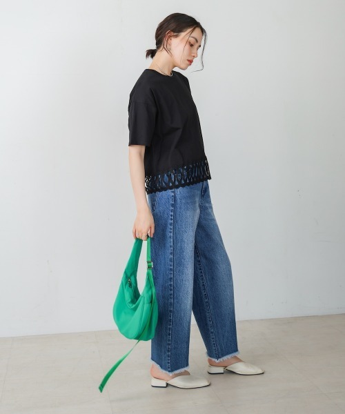 Bou Jeloud（ブージュルード）の「裾レースミディアムＴシャツ（Tシャツ/カットソー・レディース・ブラック/ホワイト・FREE）」の13枚目の写真