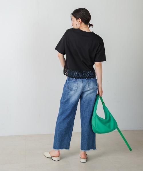 Bou Jeloud（ブージュルード）の「裾レースミディアムＴシャツ（Tシャツ/カットソー・レディース・ブラック/ホワイト・FREE）」の15枚目の写真