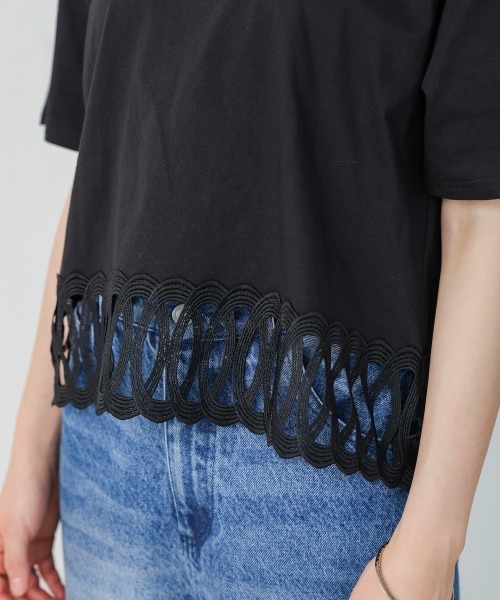 Bou Jeloud（ブージュルード）の「裾レースミディアムＴシャツ（Tシャツ/カットソー・レディース・ブラック/ホワイト・FREE）」の17枚目の写真