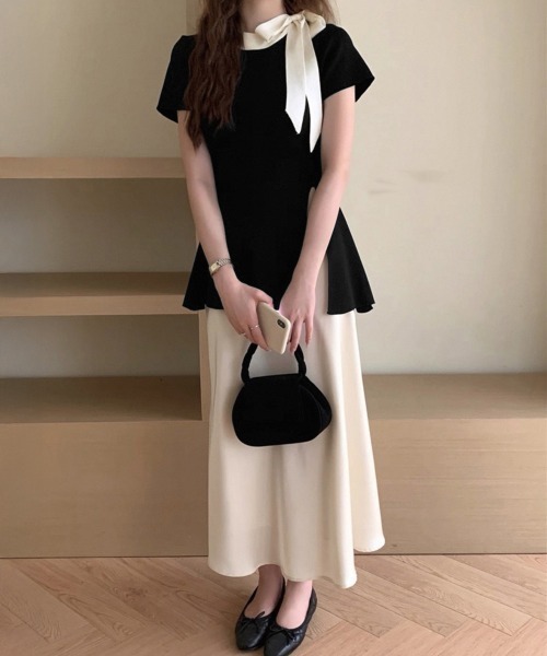 Miniministore(ミニミニストア)の「リボン付きニットトップス サイドスリット(ニット/セーター・レディース・ホワイト/ピンク/ブルー/ブラック・FREE)」の13枚目の写真