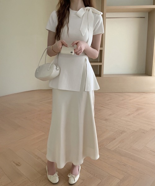 Miniministore(ミニミニストア)の「リボン付きニットトップス サイドスリット(ニット/セーター・レディース・ホワイト/ピンク/ブルー/ブラック・FREE)」の17枚目の写真