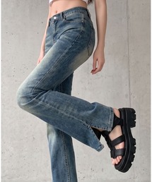Ada.（エイダ）の「ウォッシュ加工 フレア デニムパンツ（デニムパンツ）」