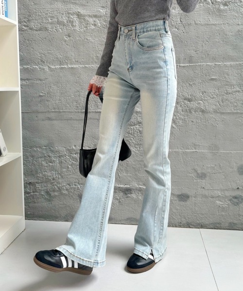 Ada.(エイダ)の「ウォッシュ加工 フレア デニムパンツ(デニムパンツ・レディース・インディゴブルー/ブルー/ライトブルー・M/S)」の18枚目の写真