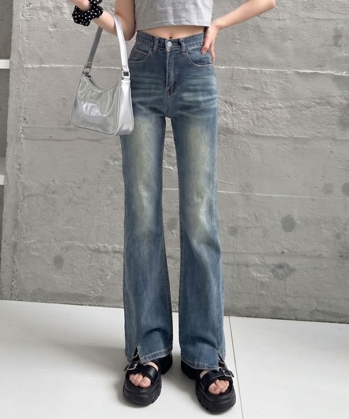 Ada.(エイダ)の「ウォッシュ加工 フレア デニムパンツ(デニムパンツ・レディース・インディゴブルー/ブルー/ライトブルー・M/S)」の21枚目の写真