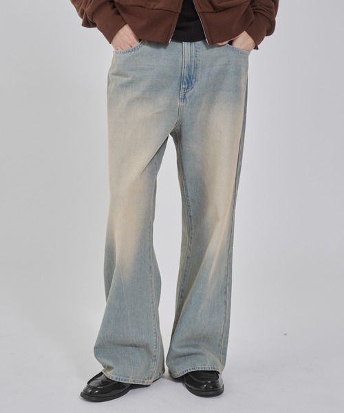 WEGO(ウィゴー)の「WEGO/【25年秋冬新作】フレアデニムパンツ(デニムパンツ・メンズ・コバルトブルー/スカイブルー/ブラック系3・SMALL/MEDIUM/LARGE)」の2枚目の写真