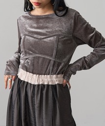 【MAGASIN DE MODE Onjna】シアーベロア ビスチェドッキングトップス レイヤード風 切り替え DTK