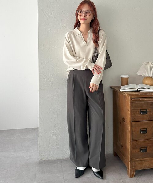 DISCOAT(ディスコート)の「モチモチスキッパープルオーバー《WEB限定カラーあり》(ニット/セーター・レディース・ライトベージュ/アイボリー/チャコールグレー/レッド/ネイビー/ダークグレー/ブラウン・FREE)」の16枚目の写真