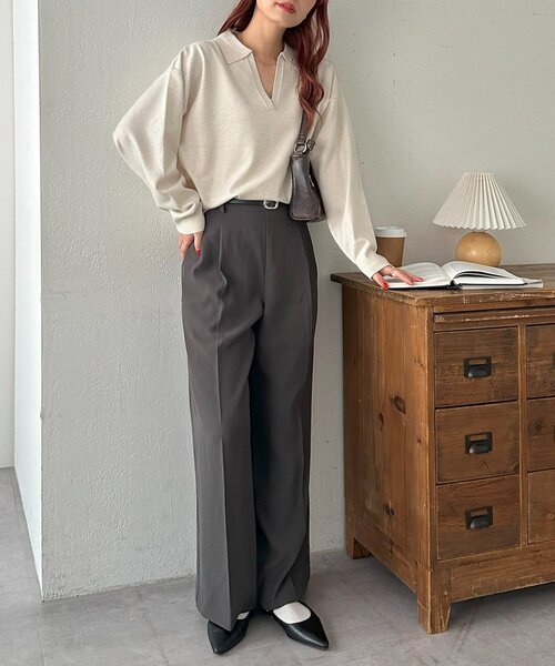 DISCOAT(ディスコート)の「モチモチスキッパープルオーバー《WEB限定カラーあり》(ニット/セーター・レディース・ライトベージュ/アイボリー/チャコールグレー/レッド/ネイビー/ダークグレー/ブラウン・FREE)」の17枚目の写真