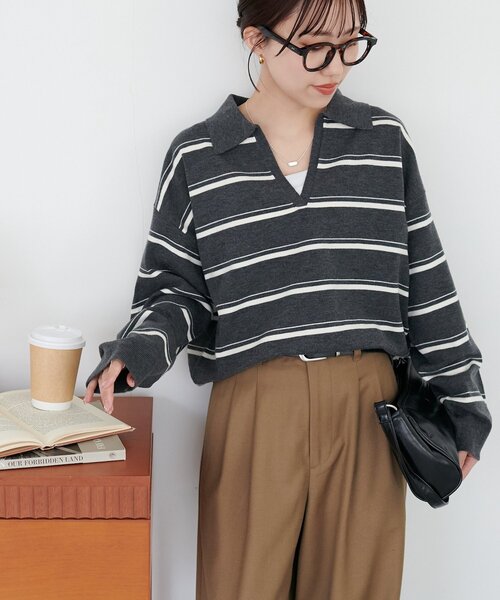 DISCOAT(ディスコート)の「モチモチスキッパープルオーバー《WEB限定カラーあり》(ニット/セーター・レディース・ライトベージュ/アイボリー/チャコールグレー/レッド/ネイビー/ダークグレー/ブラウン・FREE)」の18枚目の写真