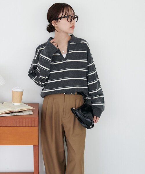 DISCOAT(ディスコート)の「モチモチスキッパープルオーバー《WEB限定カラーあり》(ニット/セーター・レディース・ライトベージュ/アイボリー/チャコールグレー/レッド/ネイビー/ダークグレー/ブラウン・FREE)」の19枚目の写真