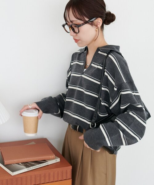 DISCOAT(ディスコート)の「モチモチスキッパープルオーバー《WEB限定カラーあり》(ニット/セーター・レディース・ライトベージュ/アイボリー/チャコールグレー/レッド/ネイビー/ダークグレー/ブラウン・FREE)」の20枚目の写真