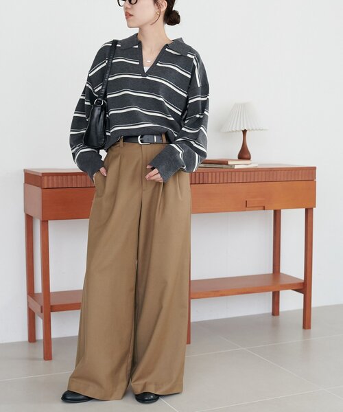 DISCOAT(ディスコート)の「モチモチスキッパープルオーバー《WEB限定カラーあり》(ニット/セーター・レディース・ライトベージュ/アイボリー/チャコールグレー/レッド/ネイビー/ダークグレー/ブラウン・FREE)」の21枚目の写真