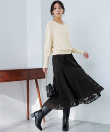 ANY SIS（エニィスィス）の「【2SET】フェザー ニット × フロッキー スカート（セットアップ）」