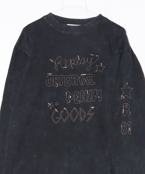 REPLAY(リプレイ)の「刺しゅう入り ボーイフィットロングTシャツ(Tシャツ/カットソー・レディース・ダークブラック・SMALL/X-SMALL/XX-SMALL)」の9枚目の写真