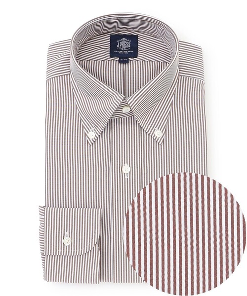 J.PRESS(ジェイプレス)の「【PREMIUM PLEATS / 形態安定】ロンドンストライプ ドレスシャツ / B.D.(ビジネスシャツ・メンズ・ネイビー系1/ワイン系1・首回り43cm-裄丈86cm/首回り42cm-裄丈86cm/首回り41cm-裄丈85cm/首回り40cm-裄丈85cm/首回り39cm-裄丈84cm/首回り38cm-裄丈84cm/首回り37cm-裄丈82cm)」の2枚目の写真