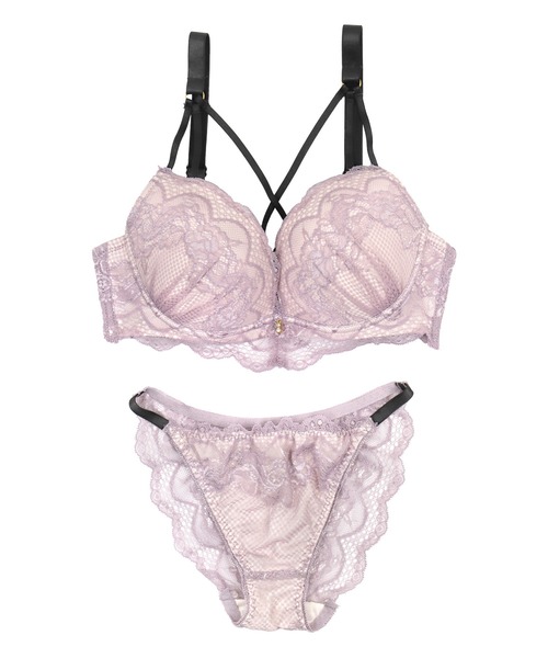下着セット レディース セットアップ スカラップレース クロスコード