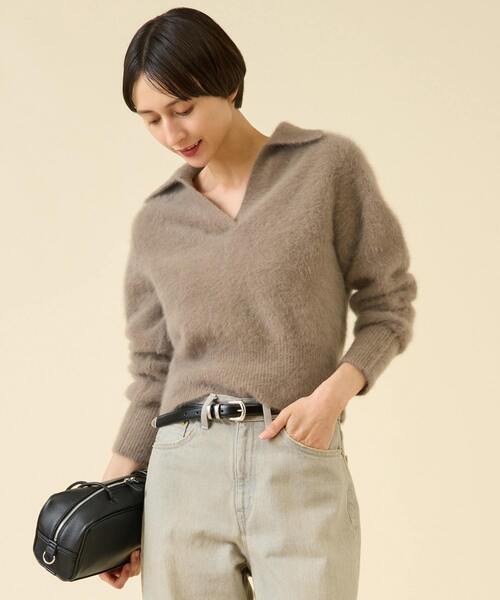 martinique（マルティニーク）の「FOXファースキッパー（一部WEB限定カラー）（ニット/セーター・レディース・チャコールグレー/ブラウン/サックスブルー/ブラウン系その他・FREE）」の3枚目の写真