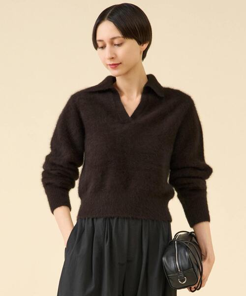 マルティニーク ♪ ダークネイビー Vネック ニット martinique（マルティニーク）の「martinique/シルケットコットンV