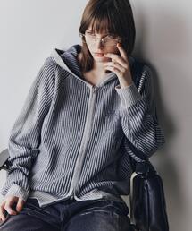 tk.TAKEO KIKUCHI | プレーティングブライトモチーフジップパーカー(ニット/セーター)