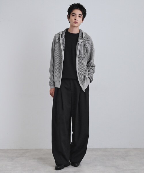 tk.TAKEO KIKUCHI（ティーケータケオキクチ）の「プレーティングブライトモチーフジップパーカー（ニット/セーター・メンズ・ベビーピンク/ブラック/ライトグレー・02/03）」の8枚目の写真