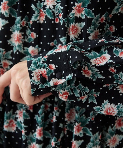 yuni（ユニ　）の「レーヨンコットンキュプラ flower dot print　ティアードワンピース（ワンピース・レディース・ブラック系その他・FREE）」の13枚目の写真