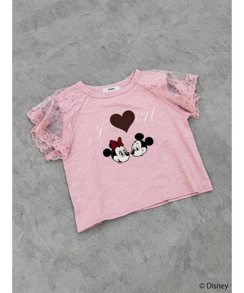 jouetie(ジュエティ)の「【Mickey&Minnie】ILOVEレースリメイクトップス Tシャツ(Tシャツ/カットソー・レディース・ピンク/ブラック/オフホワイト・MEDIUM)」の3枚目の写真