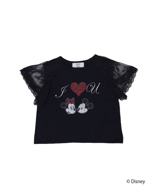 jouetie(ジュエティ)の「【Mickey&Minnie】ILOVEレースリメイクトップス Tシャツ(Tシャツ/カットソー・レディース・ピンク/ブラック/オフホワイト・MEDIUM)」の2枚目の写真