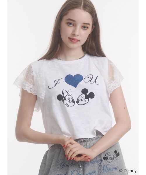 jouetie(ジュエティ)の「【Mickey&Minnie】ILOVEレースリメイクトップス Tシャツ(Tシャツ/カットソー・レディース・ピンク/ブラック/オフホワイト・MEDIUM)」の8枚目の写真