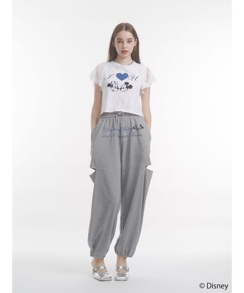 jouetie(ジュエティ)の「【Mickey&Minnie】ILOVEレースリメイクトップス Tシャツ(Tシャツ/カットソー・レディース・ピンク/ブラック/オフホワイト・MEDIUM)」の4枚目の写真