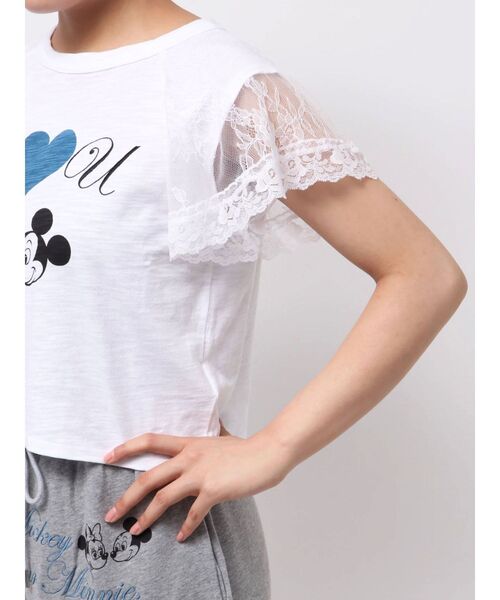 jouetie(ジュエティ)の「【Mickey&Minnie】ILOVEレースリメイクトップス Tシャツ(Tシャツ/カットソー・レディース・ピンク/ブラック/オフホワイト・MEDIUM)」の13枚目の写真
