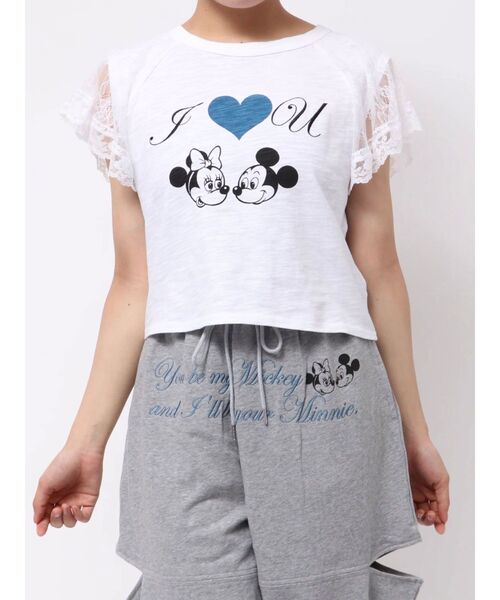 jouetie(ジュエティ)の「【Mickey&Minnie】ILOVEレースリメイクトップス Tシャツ(Tシャツ/カットソー・レディース・ピンク/ブラック/オフホワイト・MEDIUM)」の10枚目の写真