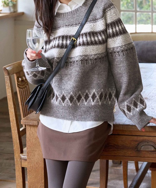 セール】ノルディック柄ニット（ニット/セーター）｜CHAN ME（チャンミ