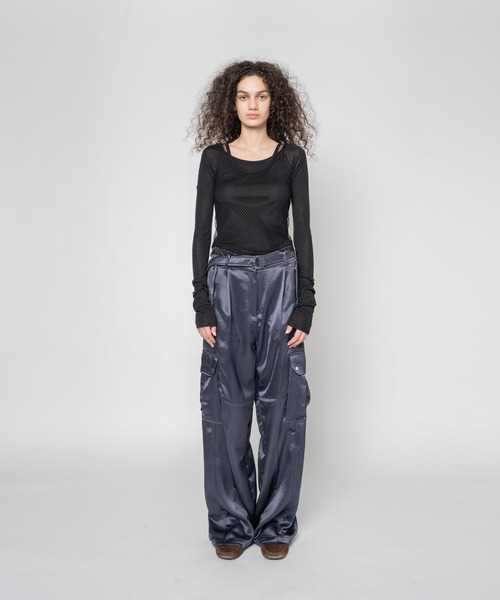 muller of yoshiokubo(ミュラーオブヨシオクボ)の「muller of yoshiokubo ミュラーオブヨシオクボ / MESH LAYER TOP メッシュレイヤートップス / MLF25102(Tシャツ/カットソー・レディース・アイボリー/カーキ/ブラック・36/38)」の4枚目の写真
