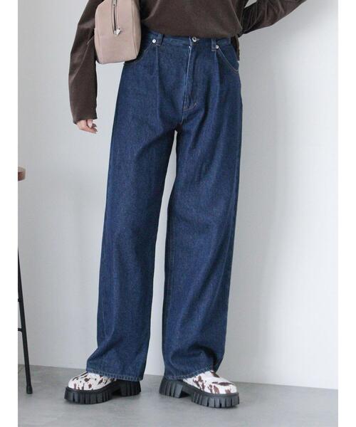 ehka sopo（エヘカソポ）の「ワンタックストレートデニムパンツ（その他パンツ・レディース・ブルー/ネイビー/チャコールグレー・S/M）」の4枚目の写真