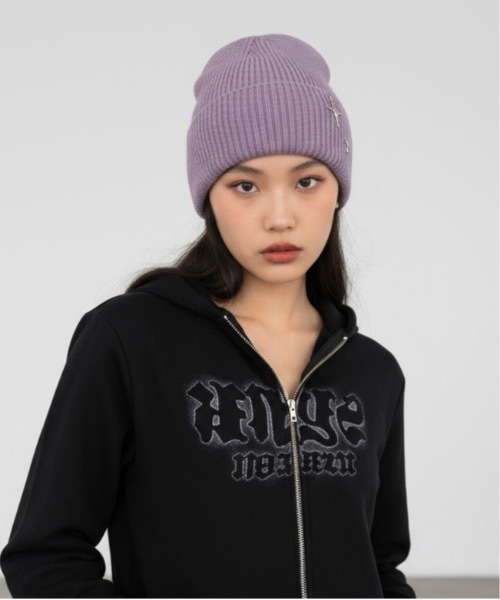 Burner（バーナー）の「【OKUOKU　0909】ワンポイント　カラーニット帽 　oku-bosi-6（ニットキャップ/ビーニー・レディース・グリーン系その他/サーモンピンク/パープル系その他/ホワイト系その他/ブラウン系その他/チャコールグレー/ブラック系その他・FREE）」の6枚目の写真